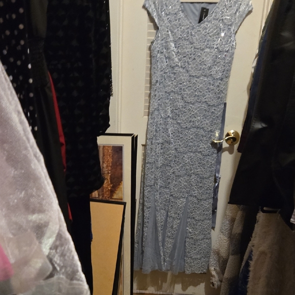 Elegant Lace Maxi Dress in Light Blue - Picture 1 of 5